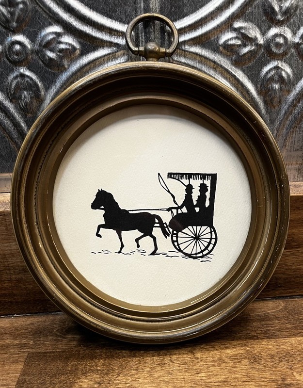 Vintage Victorian Horse Buggy Silhouette Wall Plaque Colonial Decor Americana gallery