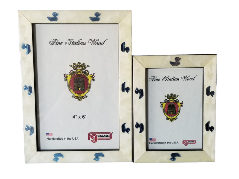 GALASSI 3 3/4″ x 2 5/8″ + 4″ x 6″ WOODEN ITALIAN PICTURE FRAMES w/Ducks