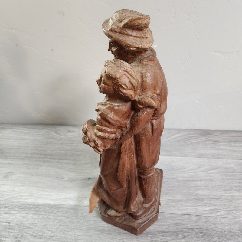 Vintage Hand Carved Wood Couple Farmer Farmerette Peasant Hobo Folk Art Cottage gallery