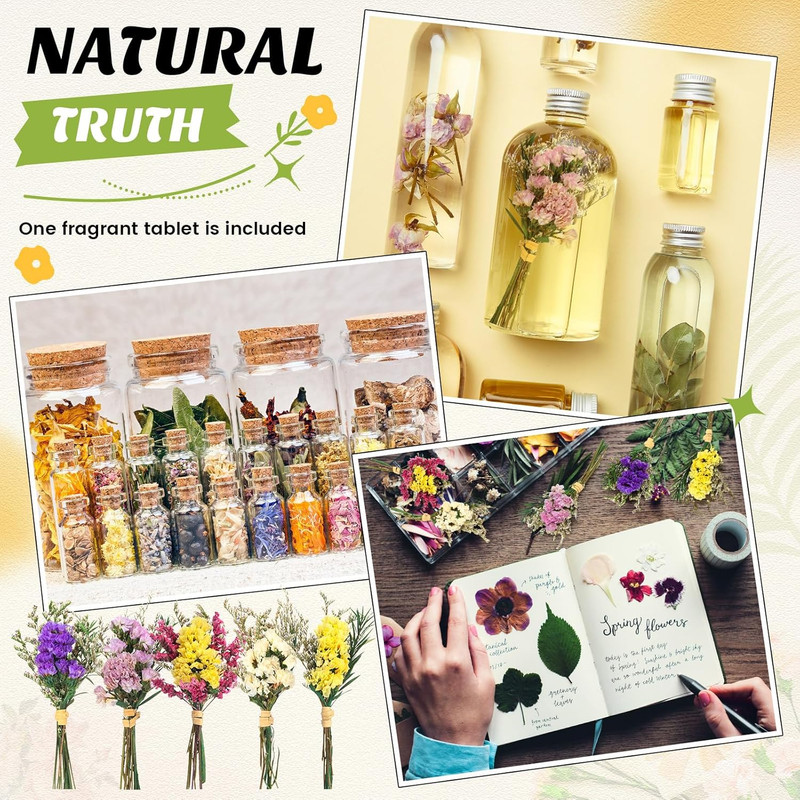 30 Pcs Mini Dried Floral Bouquets with Stem for Vase, Wedding, DIY Decor gallery