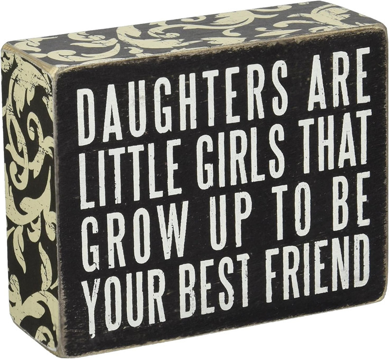 21515 Floral-Trimmed Box Sign, 5 X 4-Inches, Daughters Are