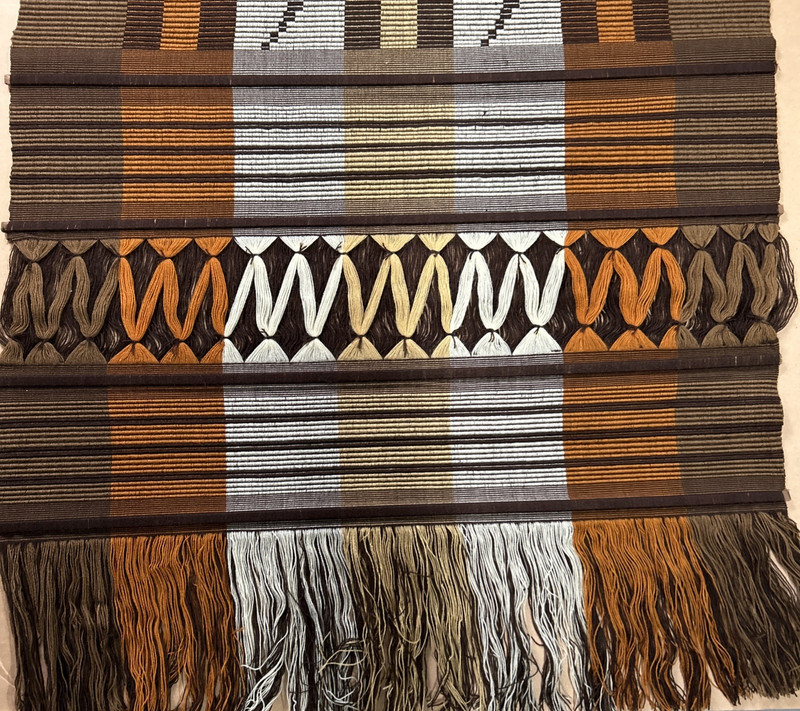 Woven Yarn Wall Hanging Tapestry Geometric Stripes Fringe 46.5”x28” gallery