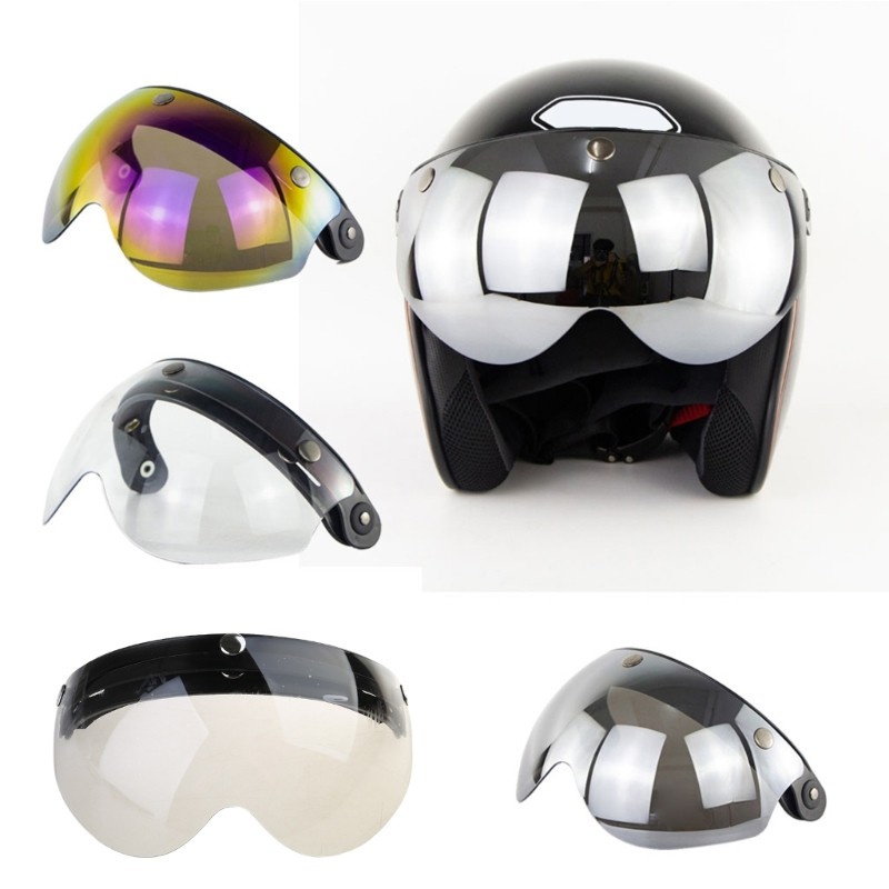 Windproof 3-Snap Visor Lens Shield for Motorcycle Helmets Flip Up Down Open Face gallery