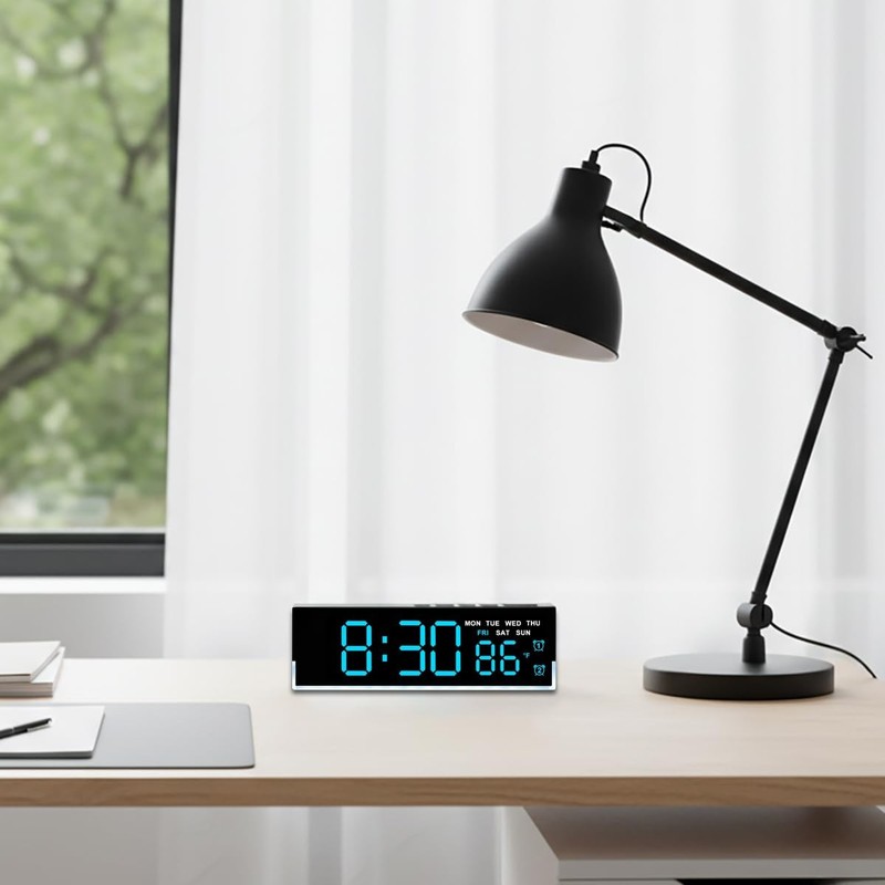 7-Inch LED Digital Alarm Clock with Bottom Glow Lightï½œDisplays Time, Date, ... gallery