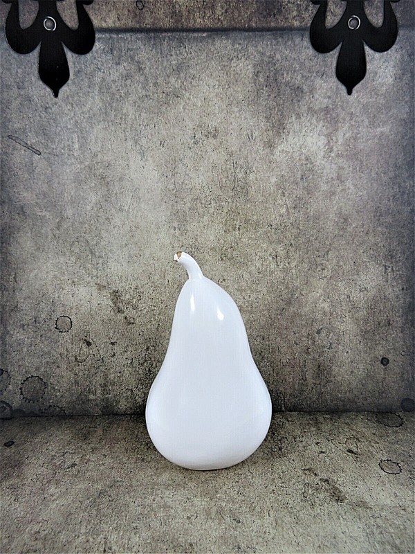 Pier 1 White Hollow Ceramic Pear 5 Inches High Life Size Shiny Finish Home Décor gallery