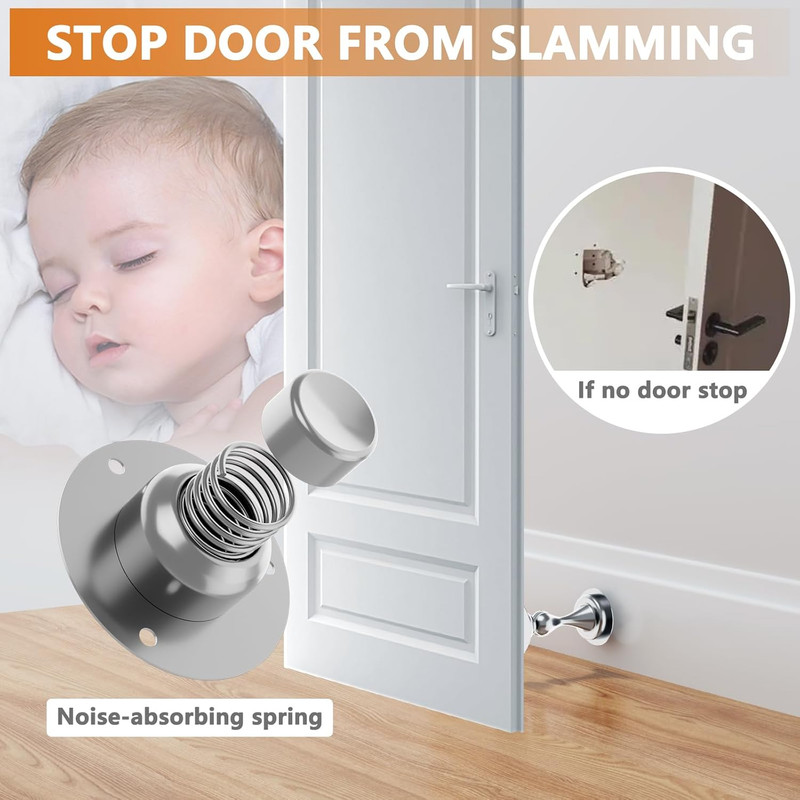 Magnetic Door Stopper - 2 Pack - Stainless Steel Door Stoppers for Bottom of Doo gallery