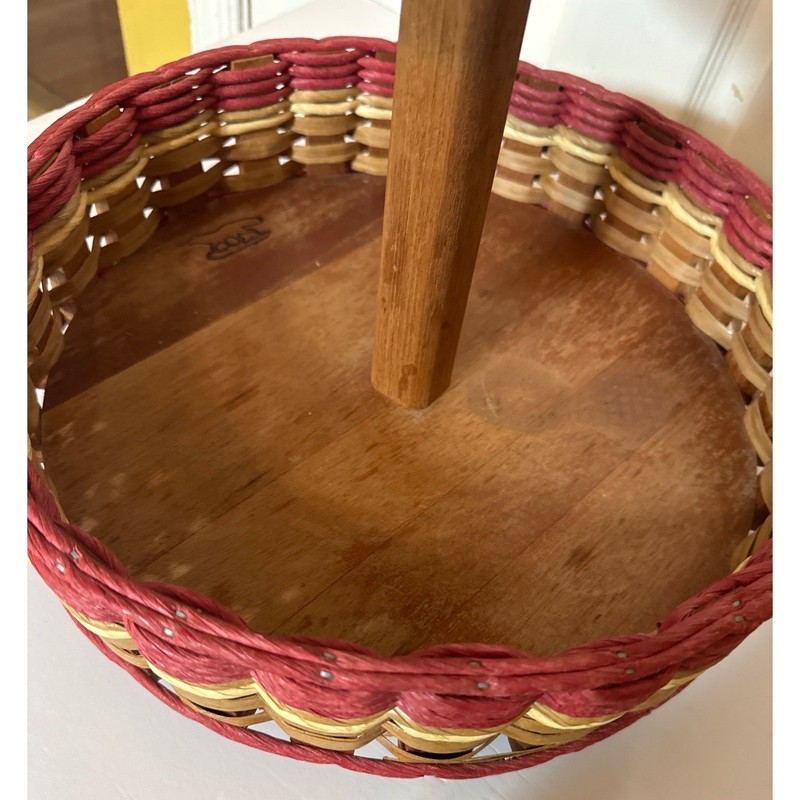 Foxcreek Basket Co Handmade 2 Tier Woven Wood Stand Lazy Susan 2014 USA gallery