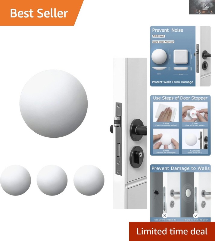 Durable Silicone Door Handle Bumper - Easy Install, Wall-Friendly Noise Stopper