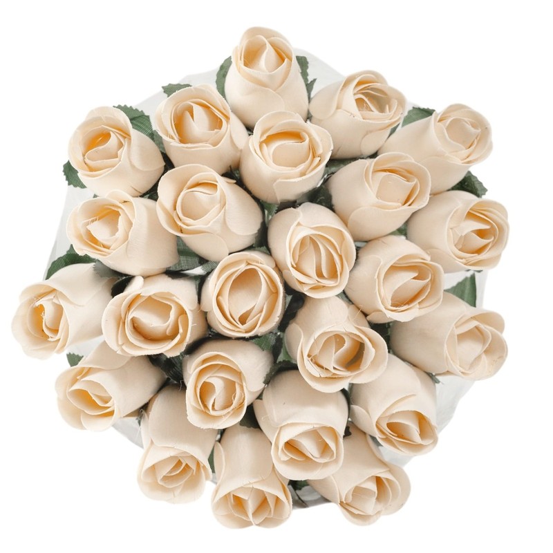 24 Pcs Ivory White Wooden Roses Forever Flowers Wedding Love Birthday Gift