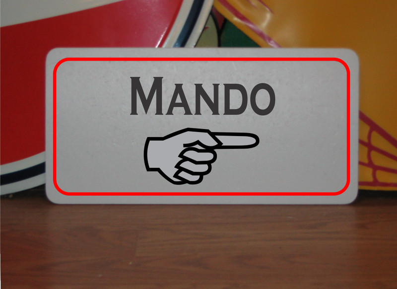 MANDO Right w/ arrow Metal Sign for Disc Golf