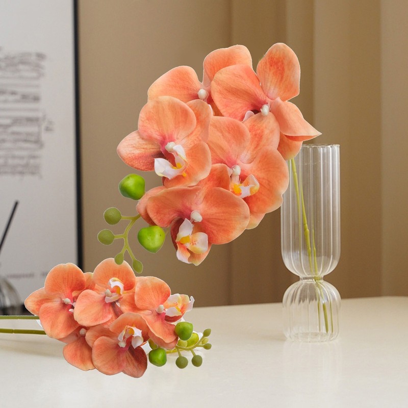 Delicate 17 7 inch Artificial Orchid Flowers Set of 4 Phalaenopsis Stems gallery