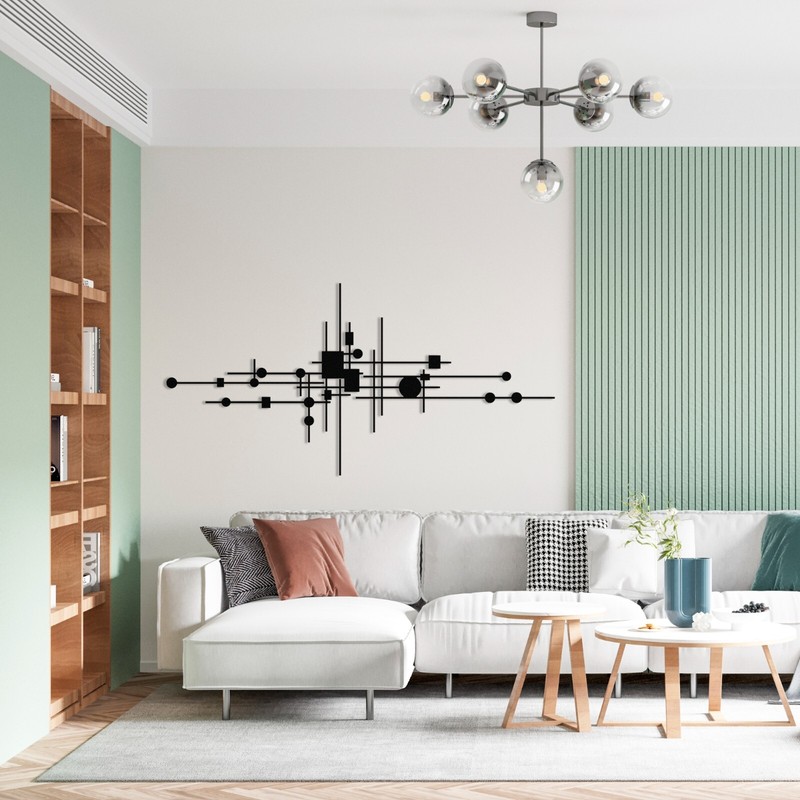 Modern Luxury Style Metal Wall Art, Minimalist Line Decor, Geometric Abstract