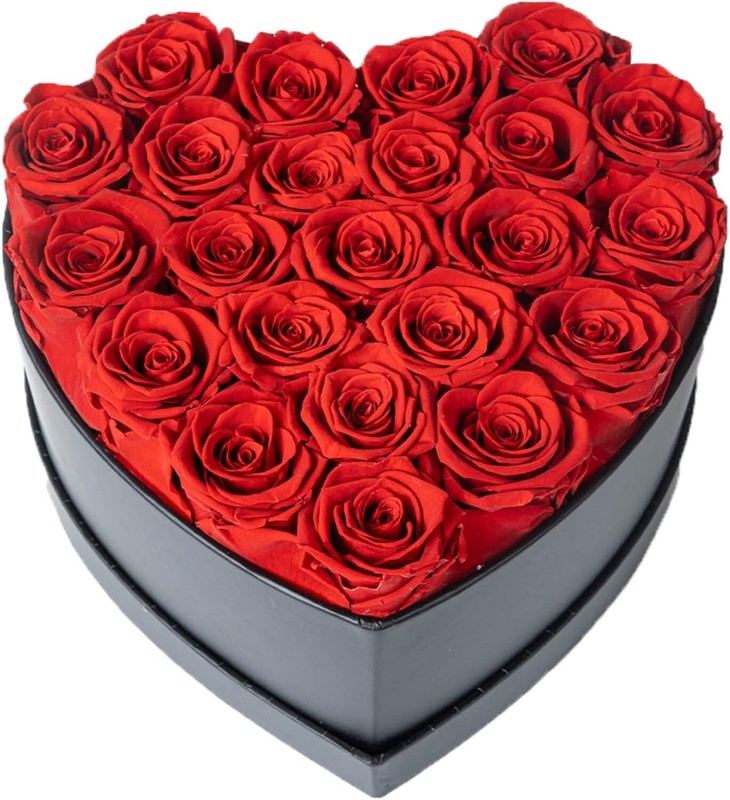23 Real Preserved Roses Heart Shaped Box Gift for Mothers day