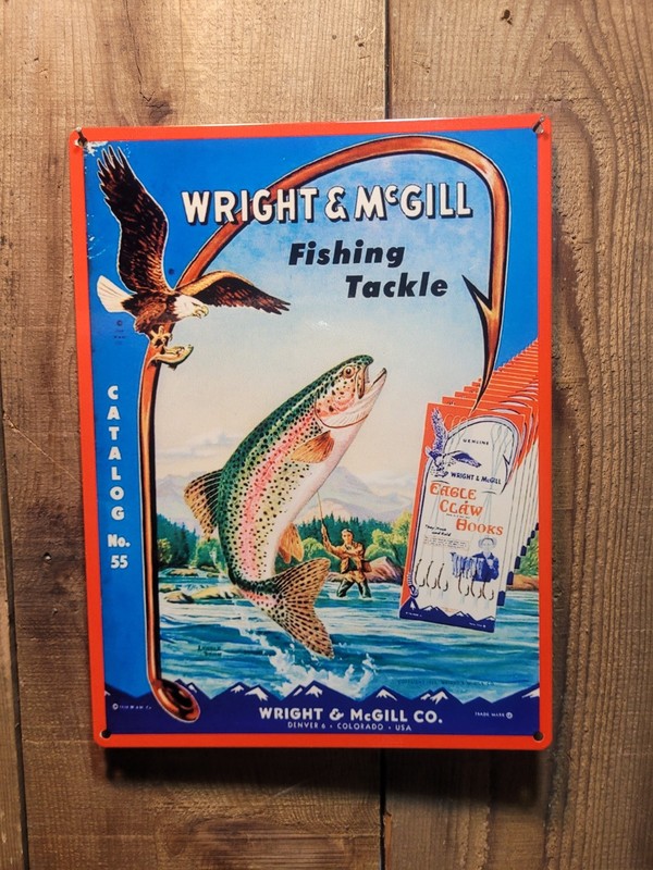Vintage Eagle Claw hooks advertisement reproduction steel sign trout fishing gallery