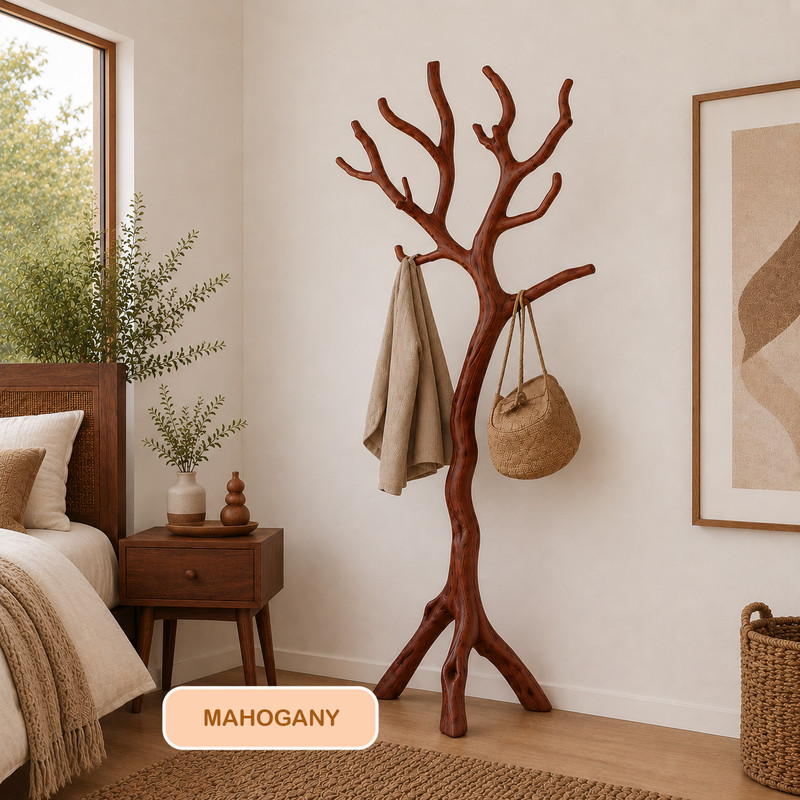 Tree Branch Coat Rack Wooden Freestanding Coat Stand Rustic Entryway Organizer gallery