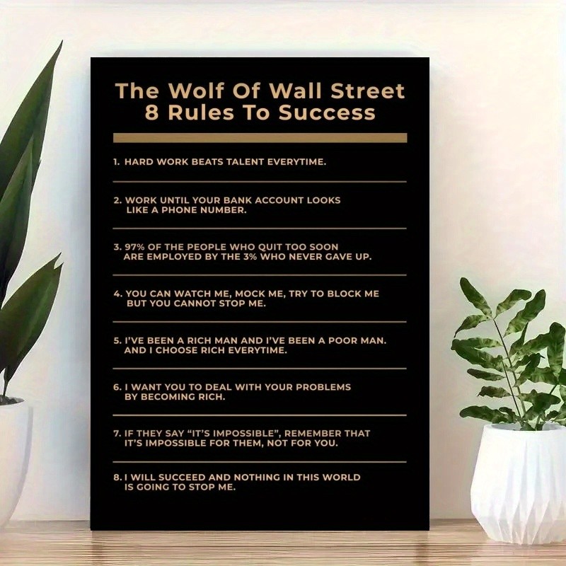 Wolf Of Wall Street Success Rules Framed Canvas, Entrepreneur Office Decor gallery