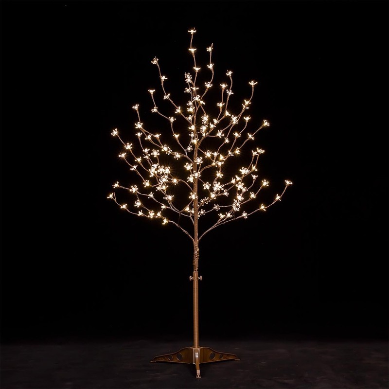 4ft Lighted Cherry Blossom Tree, 144 Warm White LED, Dimmable, Indoor Outdoor