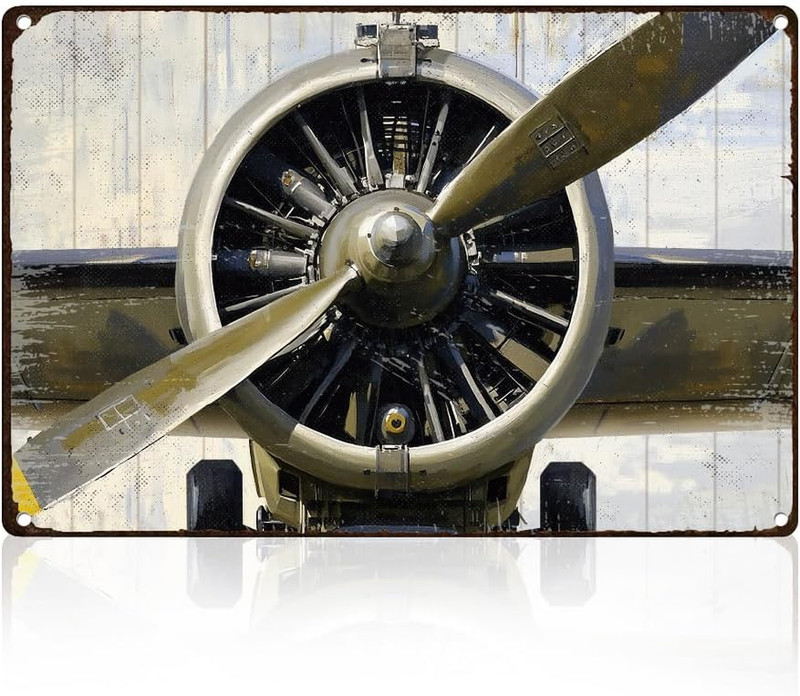 Aircraft Propeller Tin Sign Retro Metal Wall Decor 8″ X 12″ Vintage Airplanes Pr