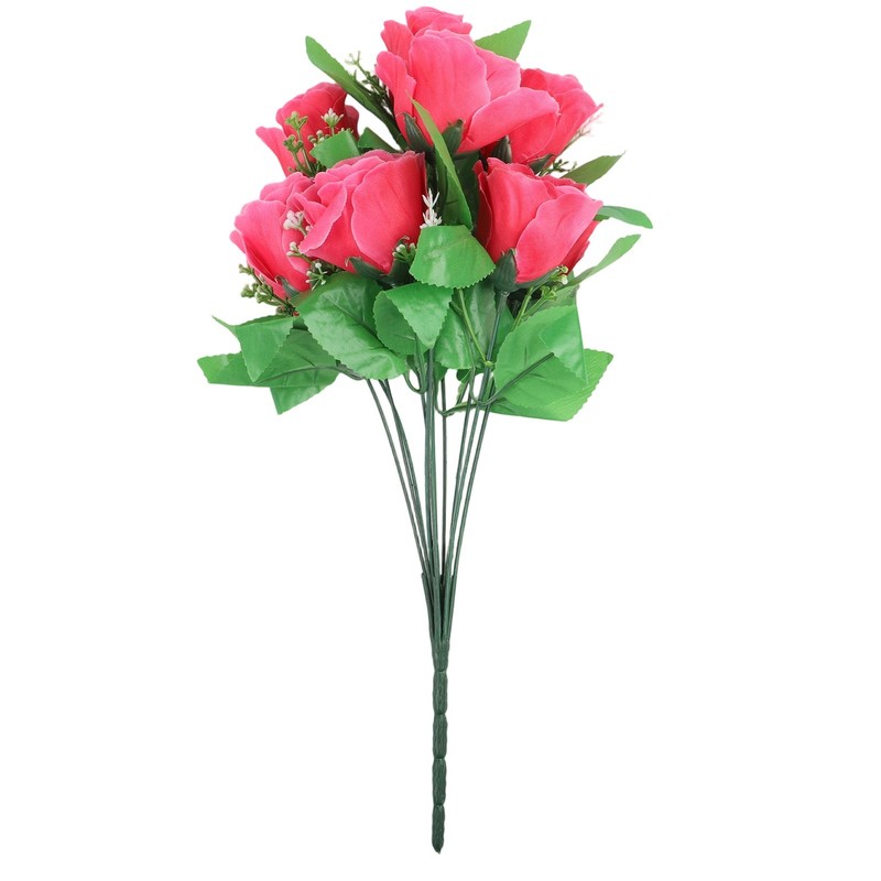 Striking 10 Heads Silk Rose Bud Bunch for Wedding and Home Outdoor Use gallery