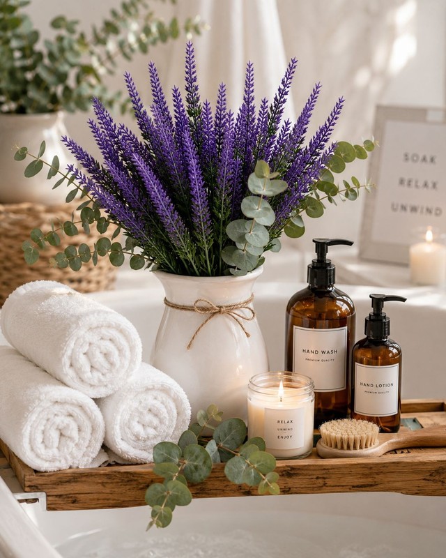 Purple Faux Lavender Stems Artificial Salvia Flowers Faux Greenery Picks French gallery