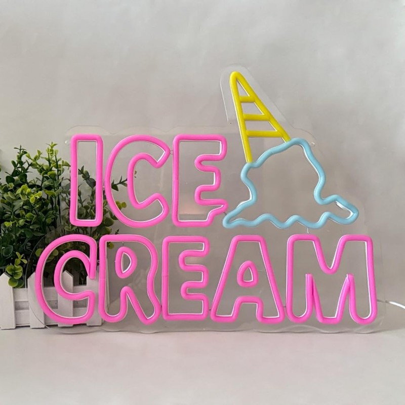 Ice Cream Neon Sign, Neon Signs for Wall Decor, Yellow Blue Pink Light Up Sig... gallery