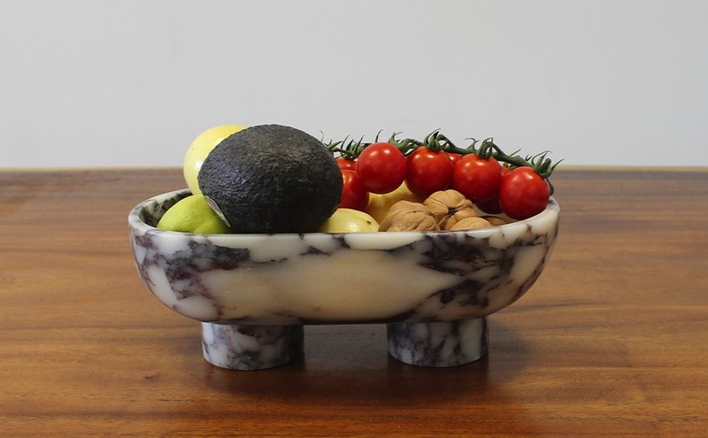 Natural Oval Calacatta Viola Marble Fruit Bowl for Kitchen gallery