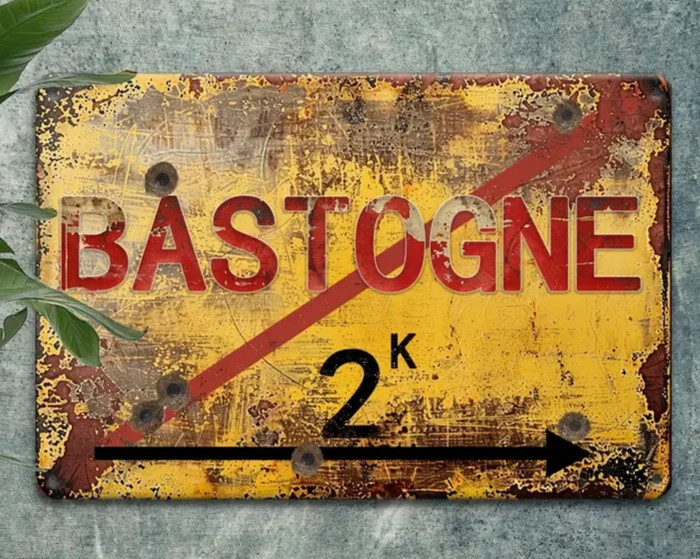 NEW 2D 8x12 Vintage WW2 Bastogne Battle of The Buldge European Metal Street Sign gallery