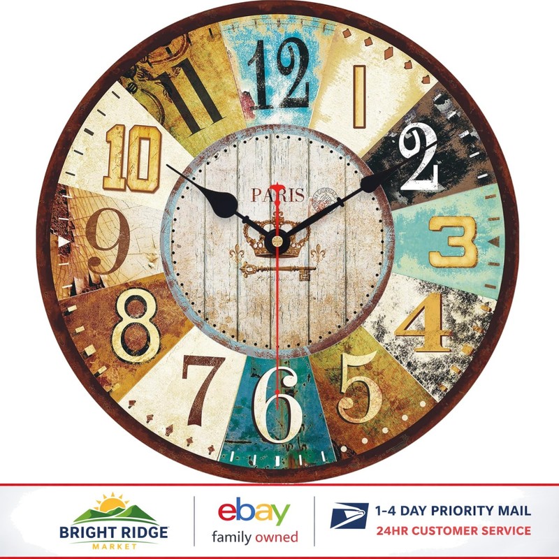 Decorative 14 Inch Wooden Wall Clock with Non-Ticking Mechanism for Quiet Spaces