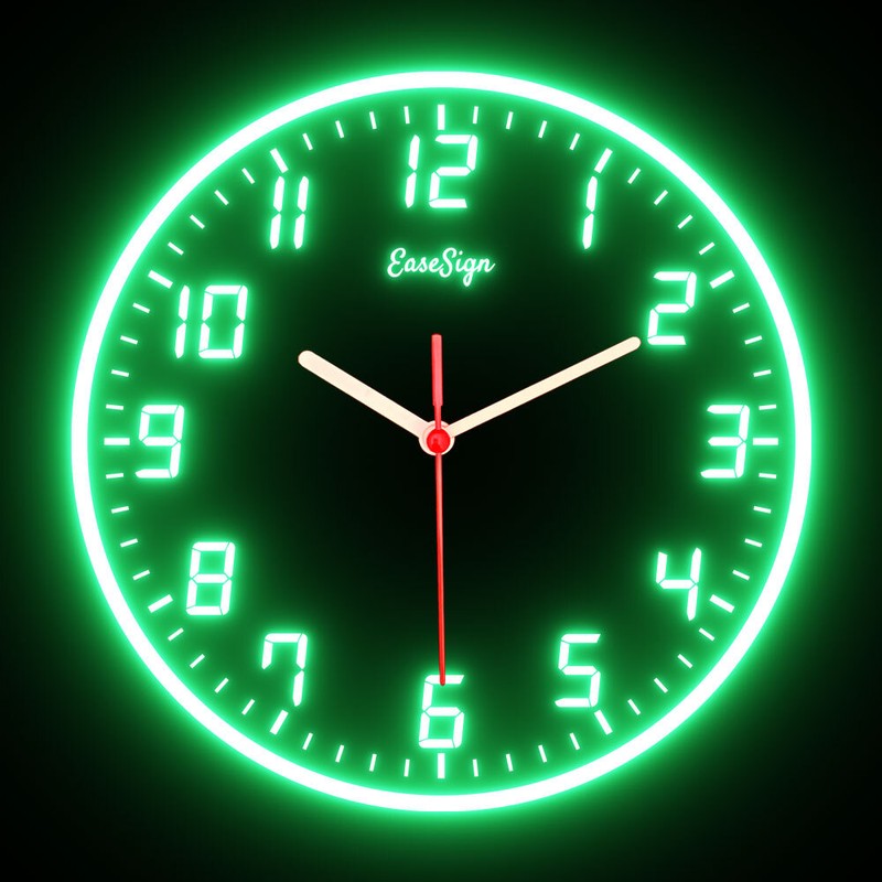 ck0019 EaseSign Home Decor LED Flexible Flex Neon Wall Clock 7 colors 10" gallery