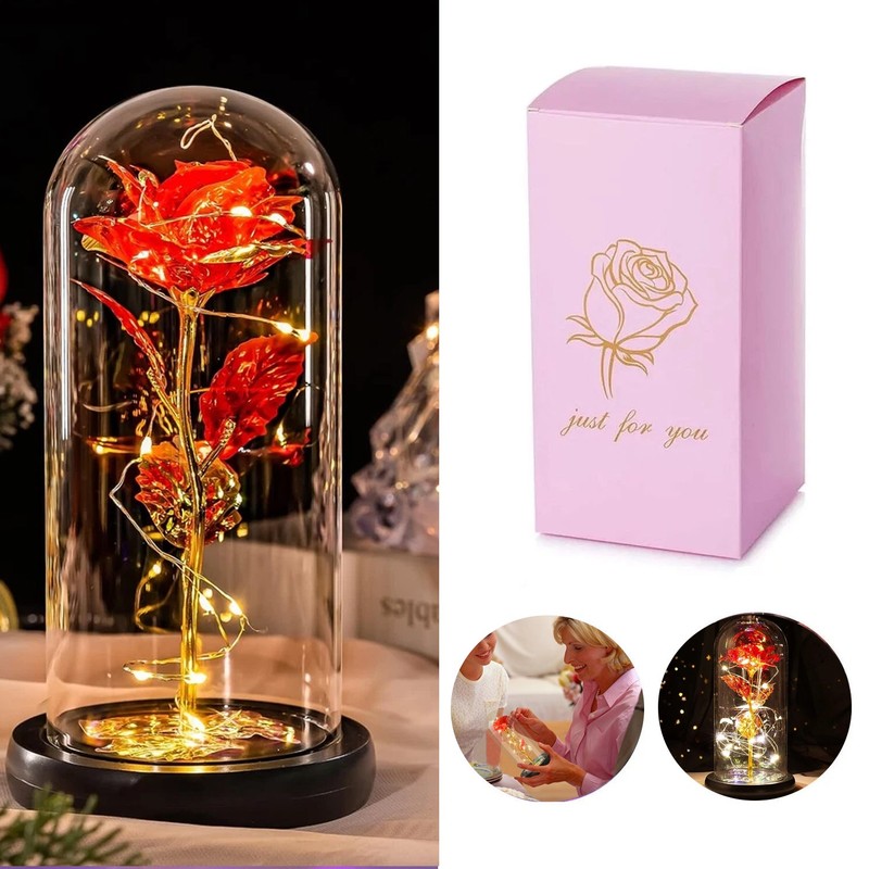 Forever Galaxy Rose In Glass Dome Eternal LED Light Flower Valentine’s Day Gift