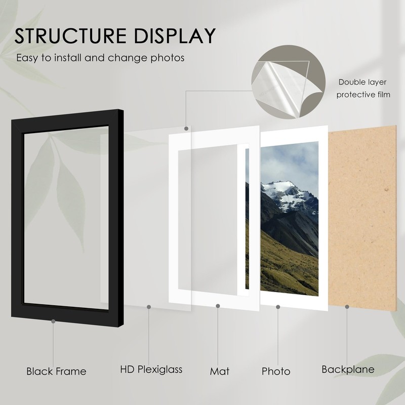 Fisnish 8.5x11 Picture Frame Sef of 10, Display Pictures 6x8 with Mat or 8.5 ... gallery