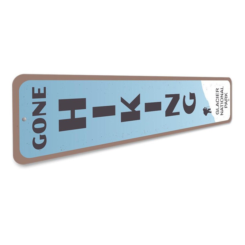 Gone Hiking Vertical Sign, Personalized National Park Location Name - Aluminum gallery