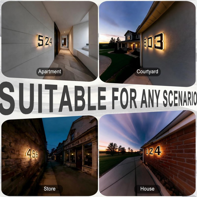 6.7 Inch Solar Lighted House Numbers for Outside, Light Up Waterproof LED Add... gallery