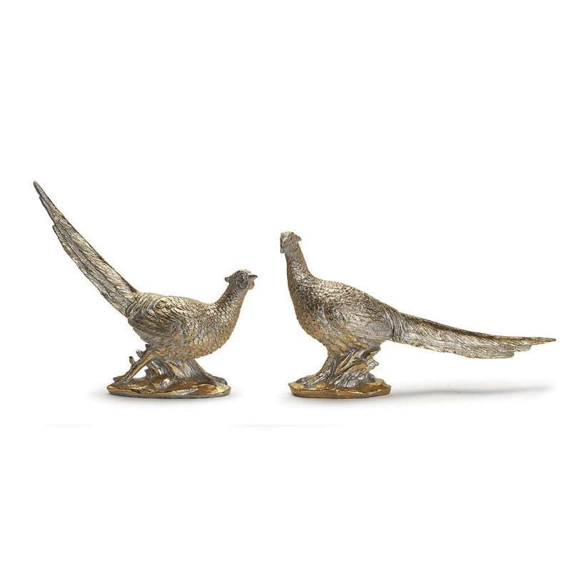 Two’s Company Set of 2 Golden Pheasants Resin Decorative Gold Nature Figures