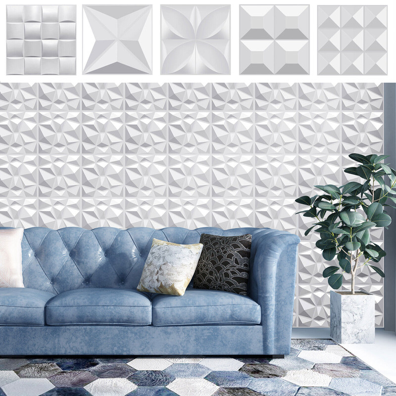 3D Wall Panel DIY Room Decor Ceiling Tiles Wallpaper Background Decal PVC 24pcs
