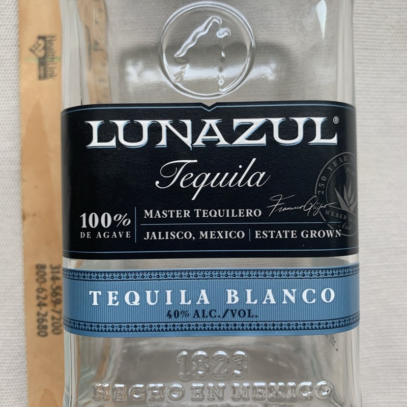 EMPTY Lunazul Tequila Blanco 100% Agave 750ML Glass Bottle w/ Stopper Bar Decor gallery