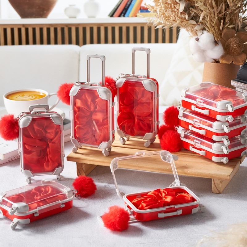 Lemonroad 60 Pcs Mini Empty Suitcase Storage Plush Ball Keychain And Scrunchies gallery