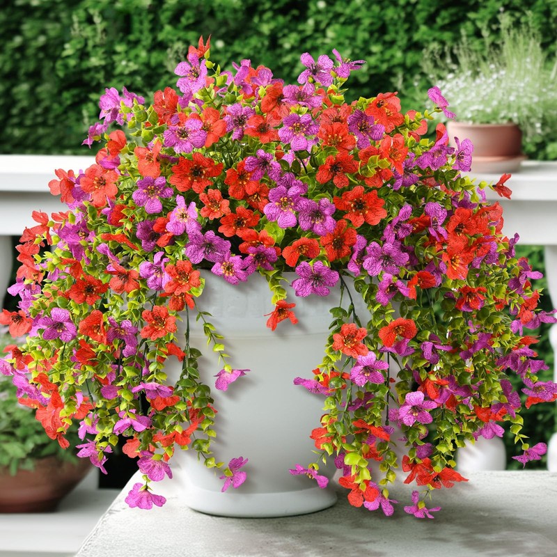 Artificial Hanging Flowers for Outdoors Spring Summer Decoration, 2PCS Silk F…