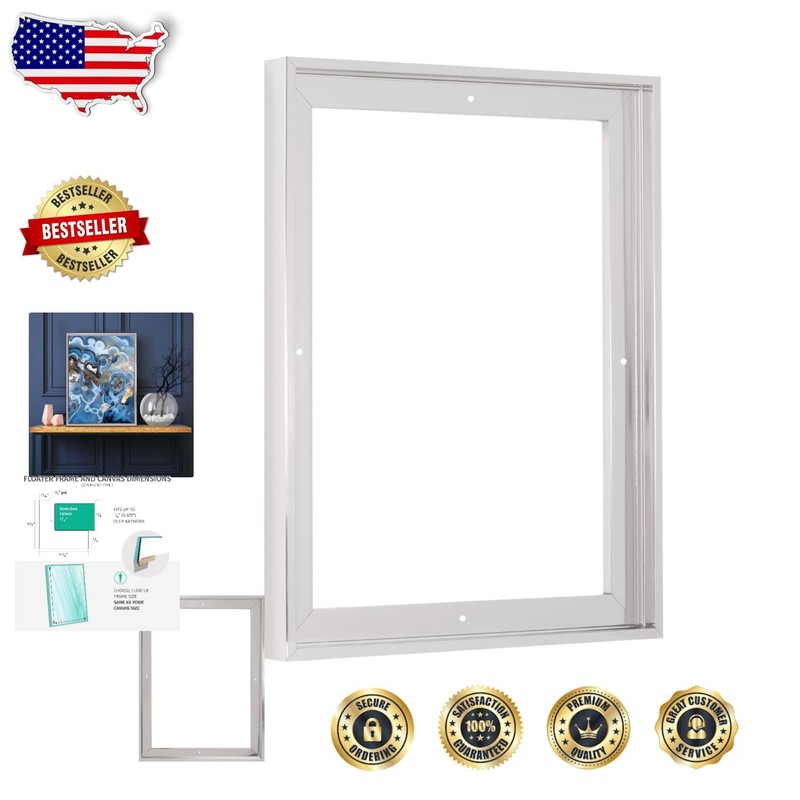 16×20 Chrome Floater Frame – Durable Polystyrene, Secure Hanging Kit