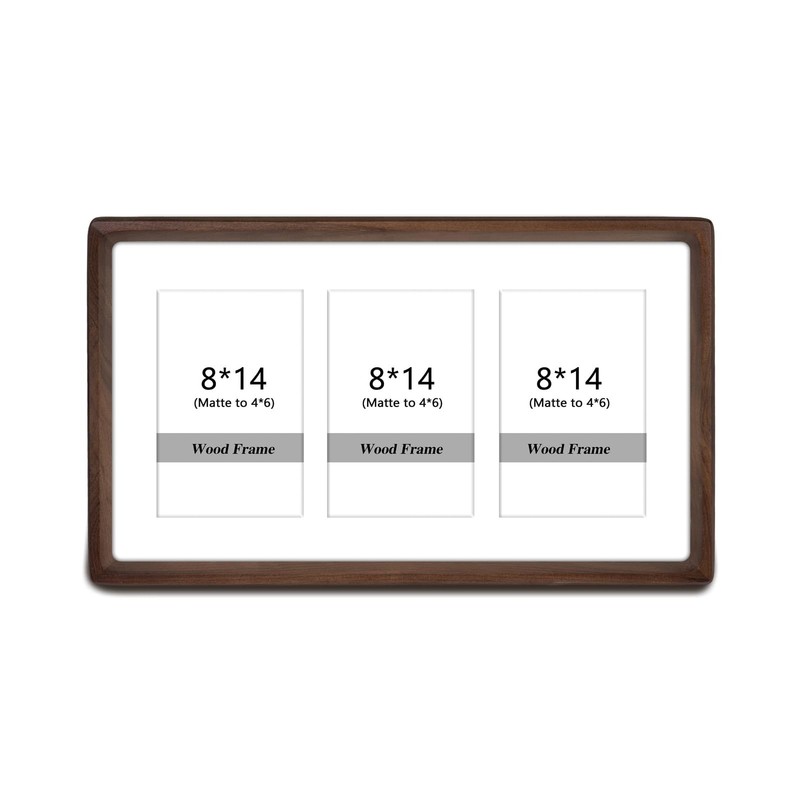 8×14 Natural Walnut Wood Picture Frame With HD Tempered Glass,Handcrafted Rou…