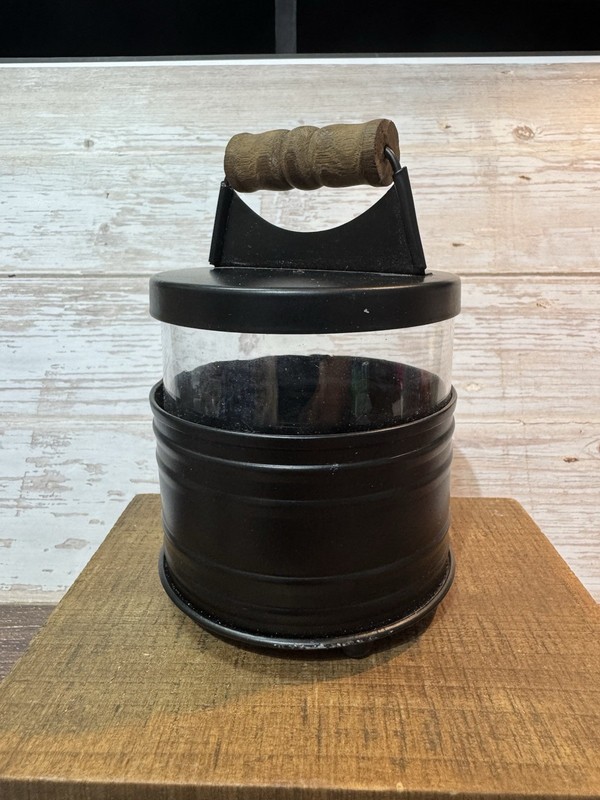 Autumn Alley Rustic Farmhouse Metal And Glass Bathroom Storage Jar With Lid