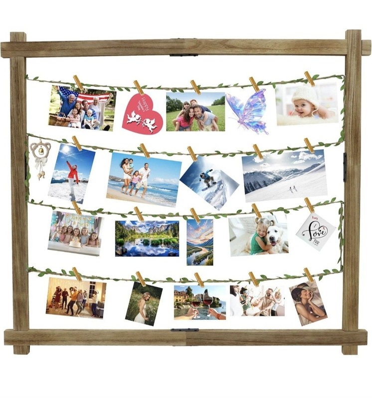 Wooden Photo Display Board With 35 Clips (A439)