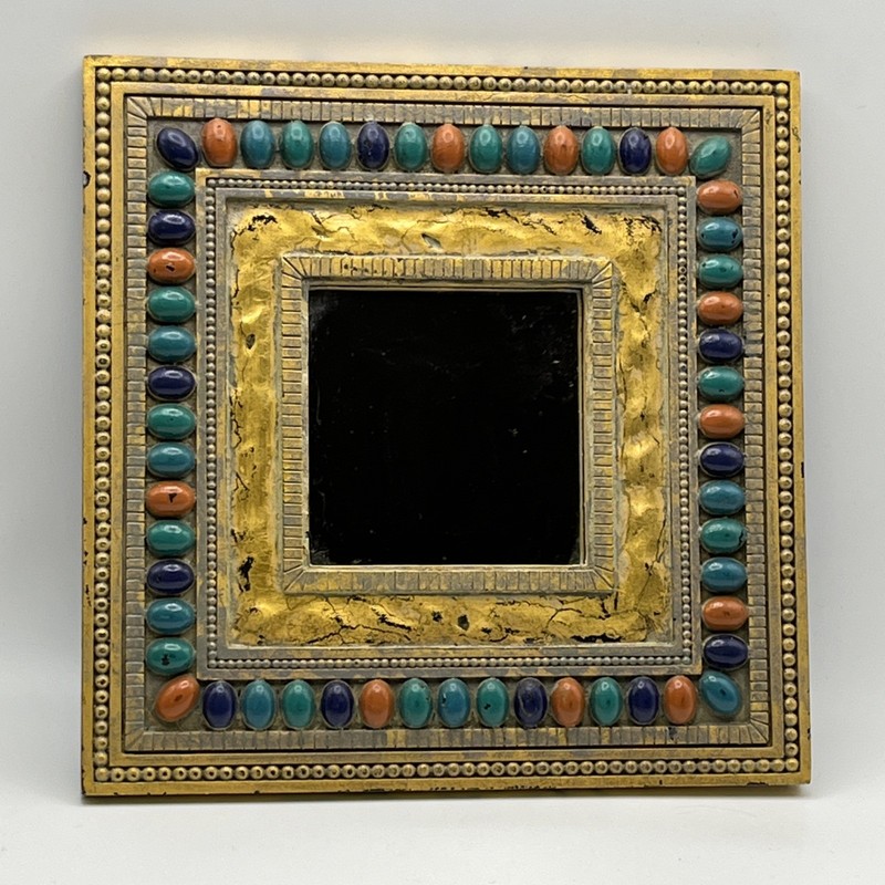 Beautiful Italian Style Smithsonian Poly Resin Beads Multicolor Mirror 7.5”