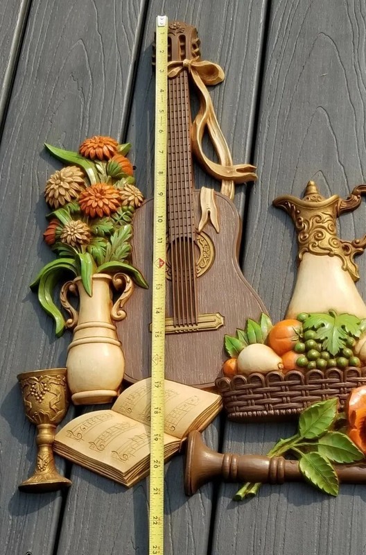 Dart Ind 3D Wall Plaque Violin Guitar Candles Flowers Chalice Wine Books Music gallery