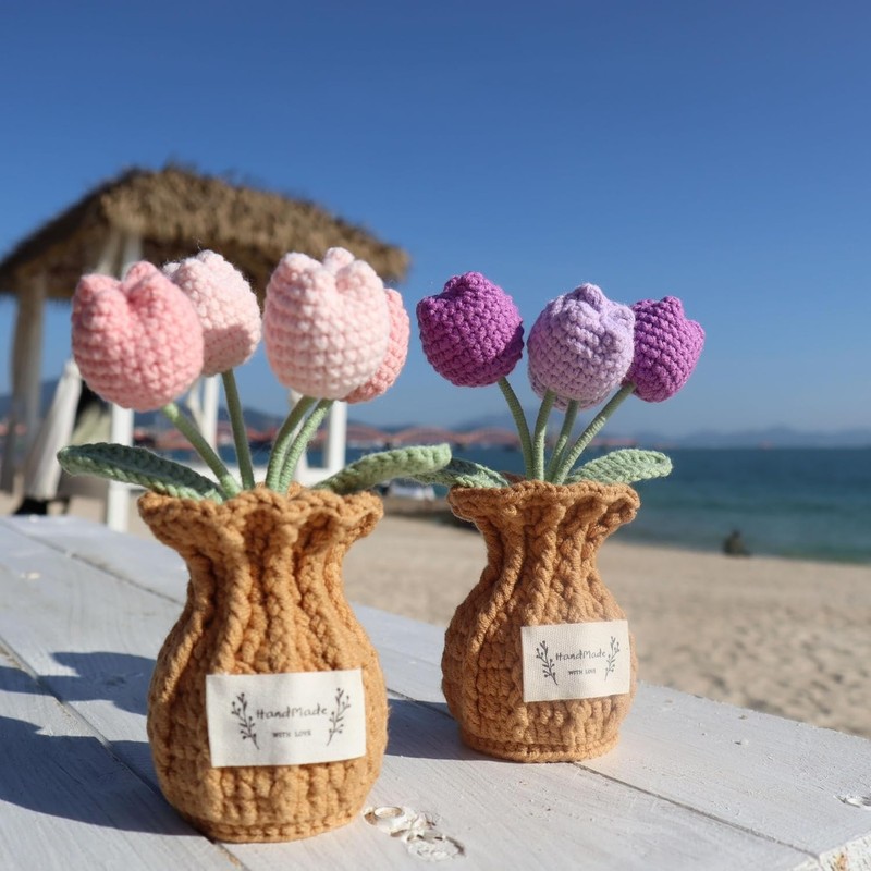 Soft Pink Crochet Tulip Plant - Ideal Gift for Birthdays and Mother's Day gallery