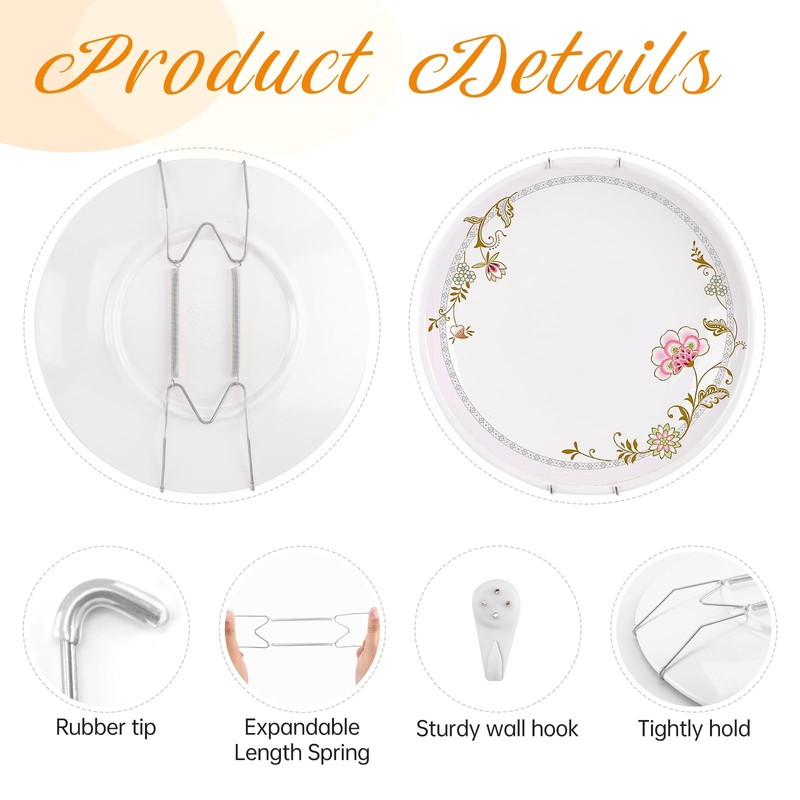 Plate Hangers for The Wall 9-11 Inch Stainless Steel Wire Holder Silver gallery