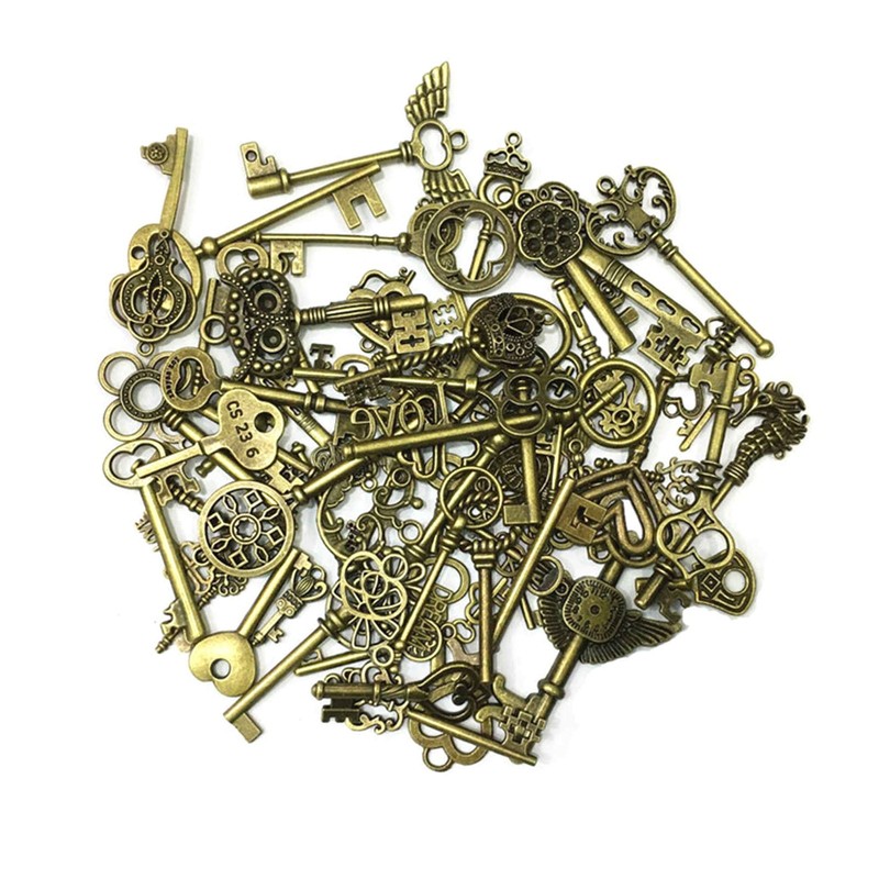 69PCS Old Vintage Antique Skeleton Keys Metal Alloy Diy Crafts Decorations gallery