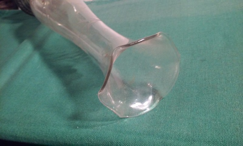 Etched Glass Bud Vase with Crown Sterling Weighted Bottom Pleated Top 10" Tall gallery