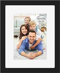 8×0 Mat to 5×7 Solid One-Piece Wood Composite Picture Frame, Modern 1 Black