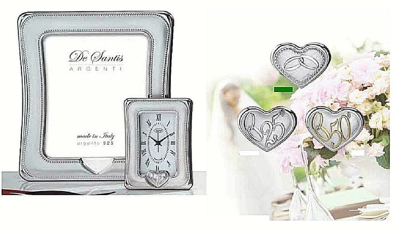 Set Frame + Clock 9X13 Cm In 925 Silver Made In Italy Silver Wedding 25Th 424/09